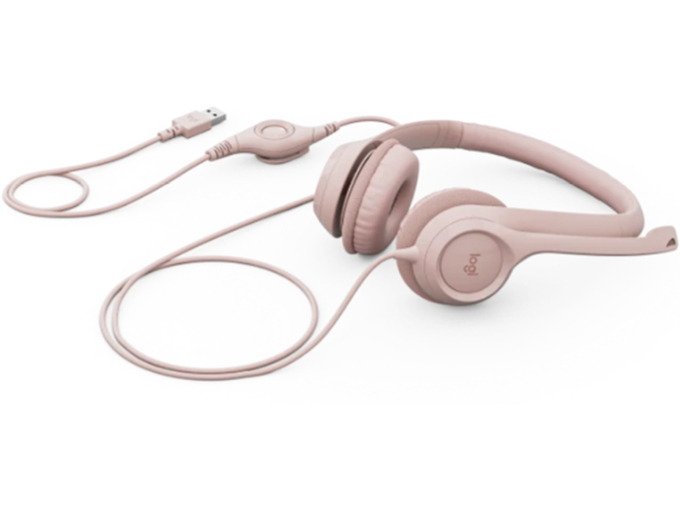 LOGITECH slušalke z mikrofonom H390, roza