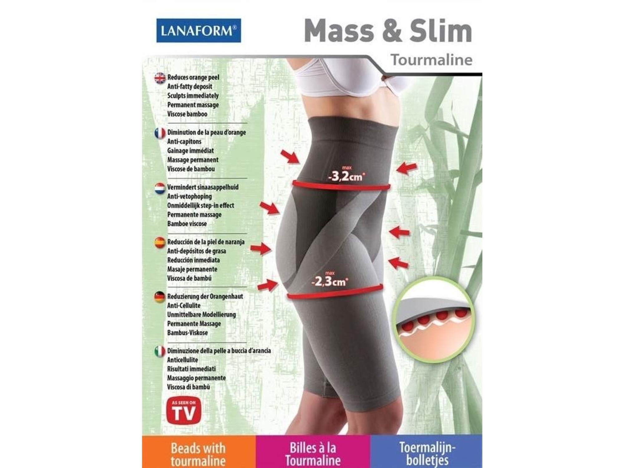 LANAFORM hlače za hujšanje, masažo in oblikovanje postave MASS & SLIM LA012904 velikost XL