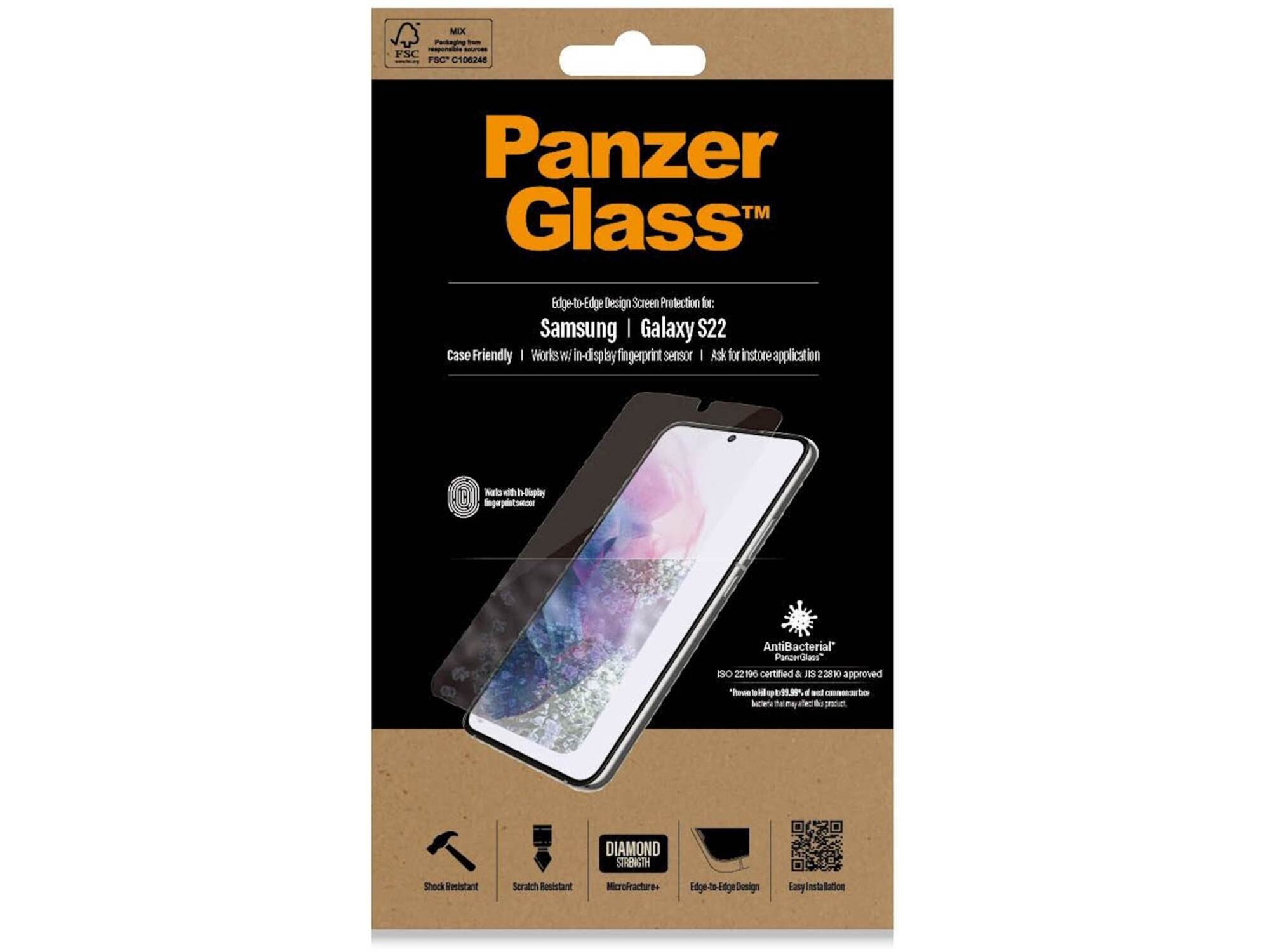 PANZERGLASS zaščitno steklo za Galaxy S22 CF AB, 7293