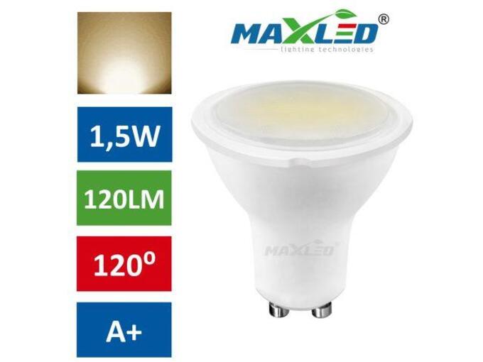 MAX-LED led žarnica - sijalka gu10 1,5w (15w) toplo bela 3000k