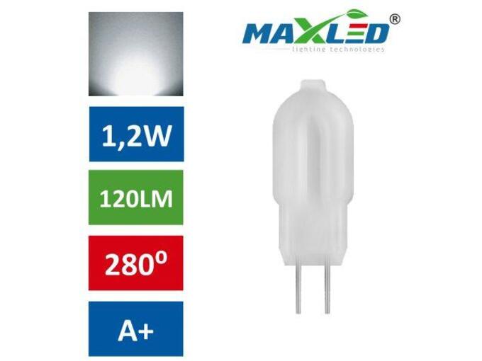 MAX-LED led žarnica - sijalka g4 1,2w 12v nevtralno bela 5000k 1:1 max-led
