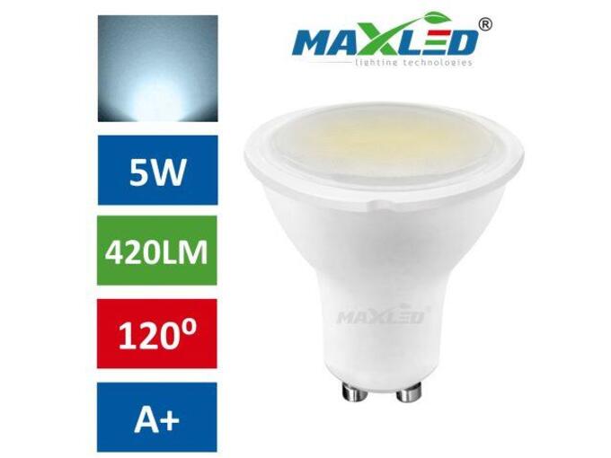 MAX-LED led žarnica - sijalka gu10 5w (40w) hladno bela 6500k