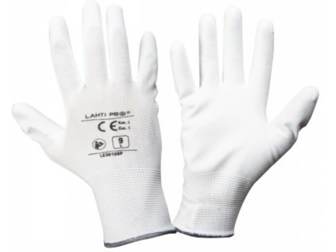 LAHTI PRO bele rokavice s poliuretansko zaščito PROFIX  št.9 L230109W