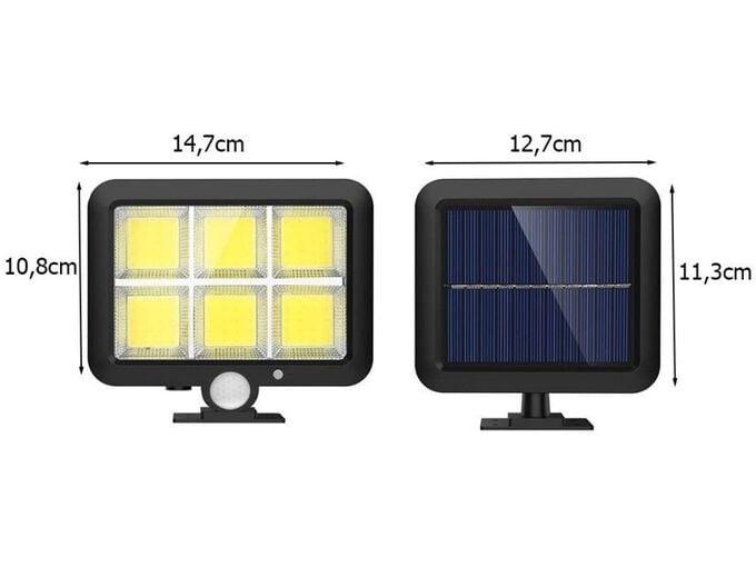 megaM solarni reflektor z ločenim solarnim panelom in pir senzorjem gibanja 120 cob led