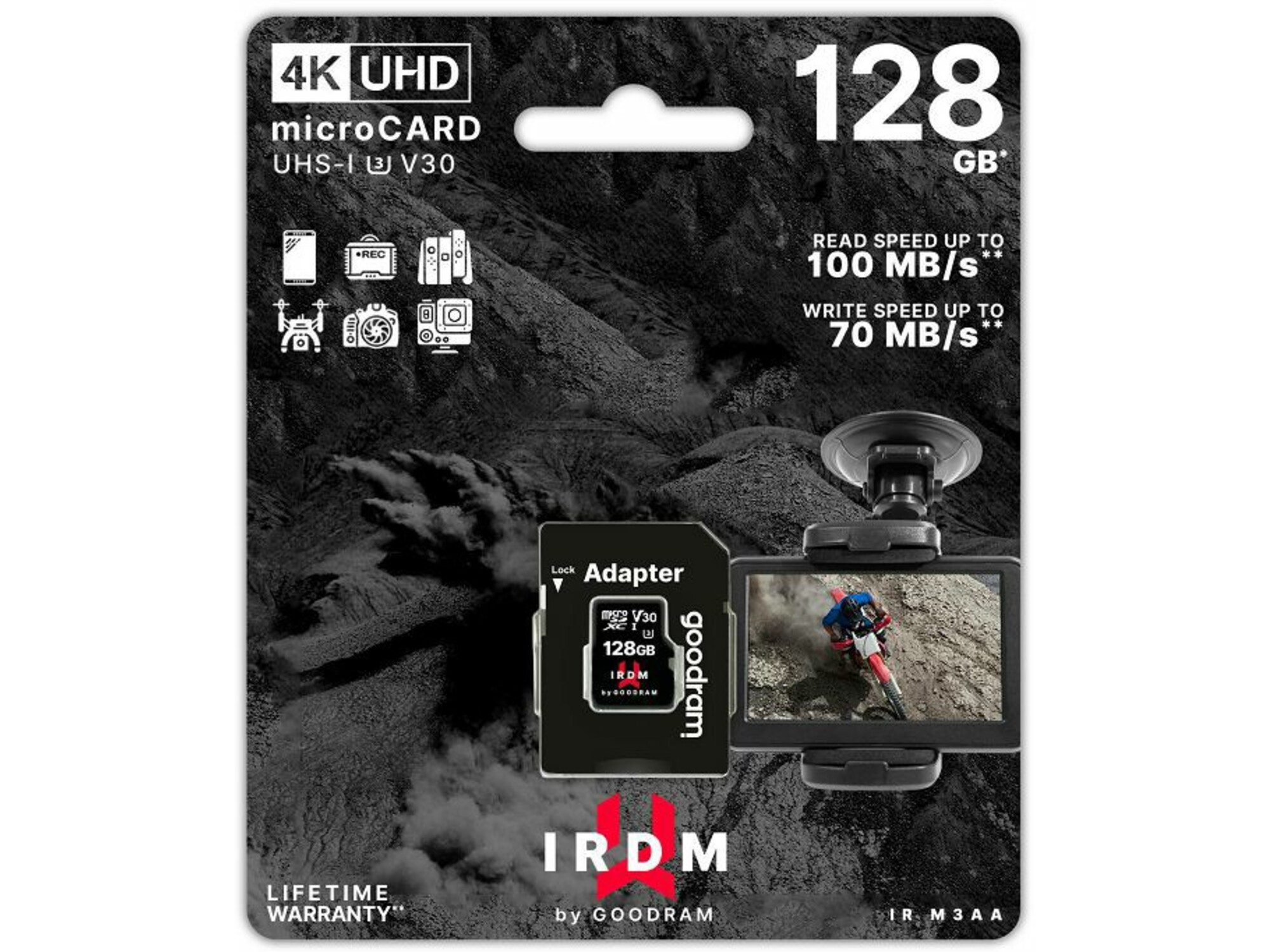 GOODRAM spominska kartica microSD 128GB 100MB/s IRDM IR-M3AA-1280R12
