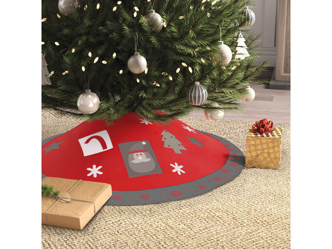 Family Christmas prt za božično drevo okrogli 97 cm rdeč / siv