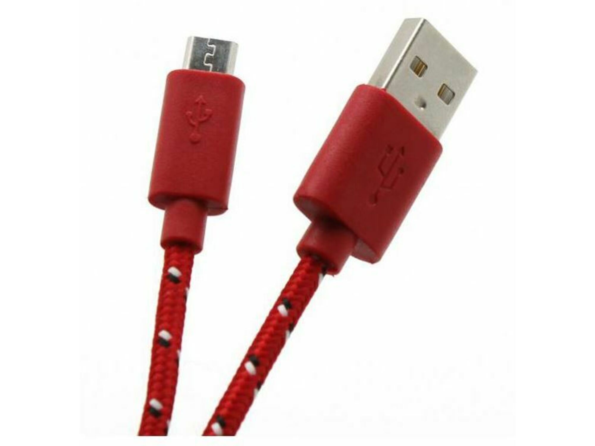 SBOX Kabel USB A-B mikro 1m SBOX bombažna zaščita, rdeč USB-1031R