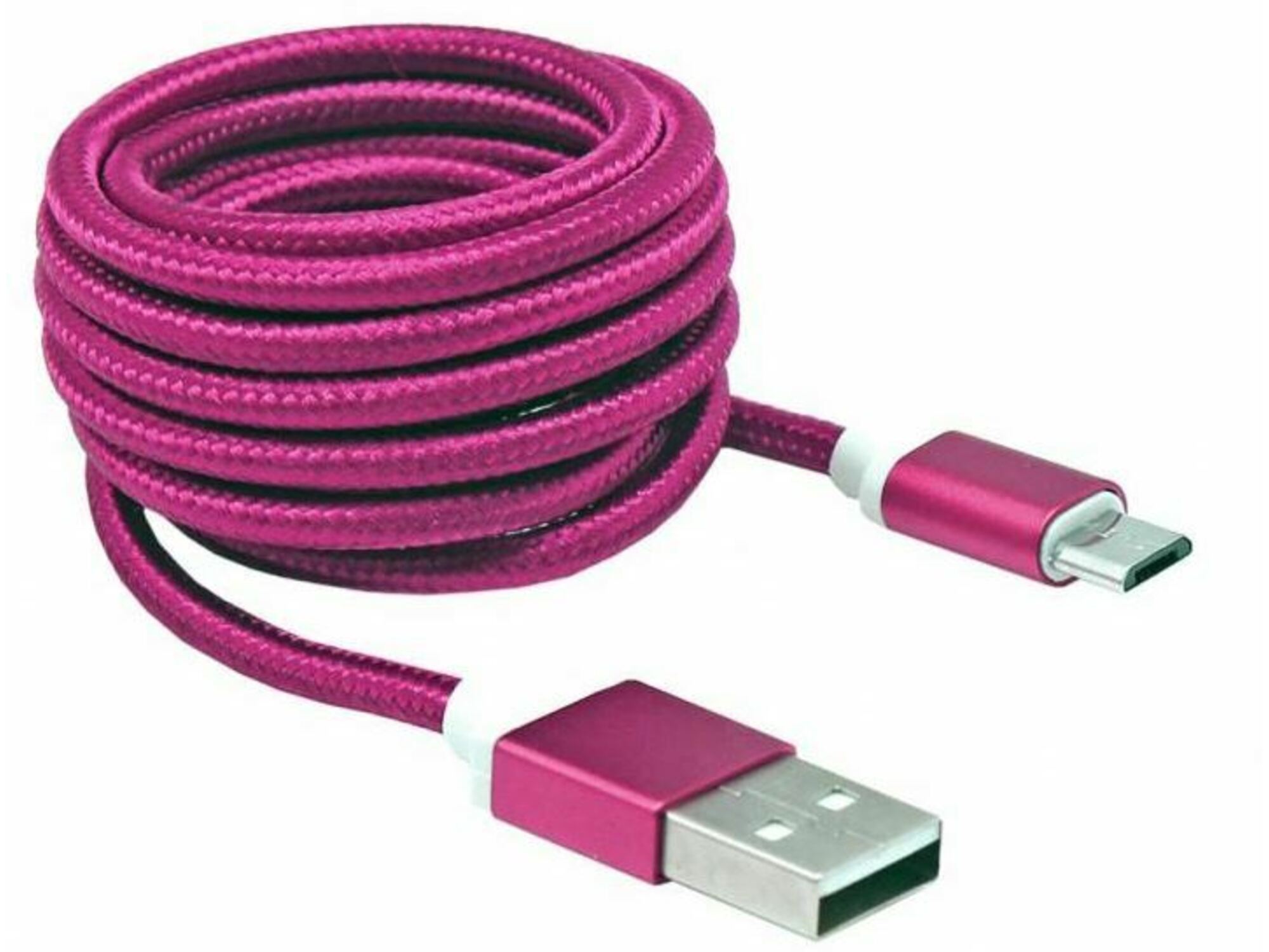 SBOX Kabel USB A-B mikro 1,5m SBOX bombažna zaščita, roza USB-10315P