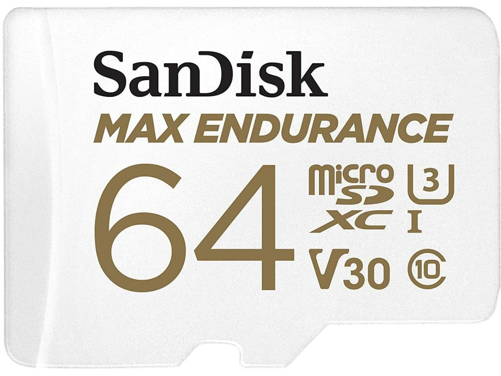 SANDISK SDXC SanDisk micro 64GB MAX ENDURANCE, 100/40MB/s, C10, U3, V30, adapter SDSQQVR-064G-GN6IA