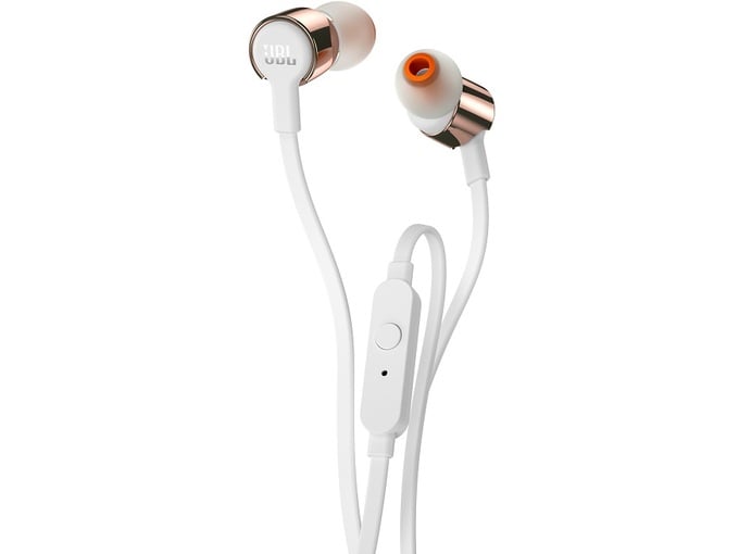 JBL ušesne slušalke z mikrofonom Tune 210, bela