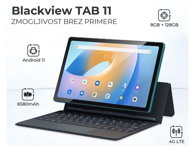 BLACKVIEW Tablični računalnik z ovitkom 10.36 BlackView Tab 11, 4G-LTE, 8GB+128GB, IPS 2K (2000x1200), Android 11, GPS, Octa-core, zelena
