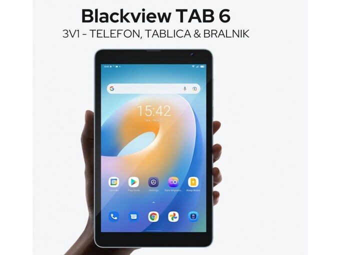 BLACKVIEW tablični računalnik 8 Tab 6, 3v1 (tablica + telefon + bralnik), 4G-LTE, 3GB +32GB, Android 11, GPS, roza zlat (Peach Gold)