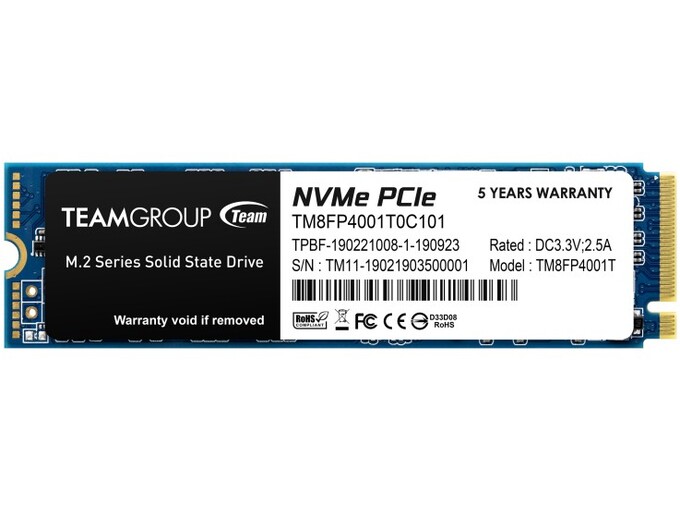 TEAMGROUP Teamgroup 1TB M.2 NVMe SSD MP34 3400/2900 MBs 3D NAND 2280 TM8FP4001T0C101