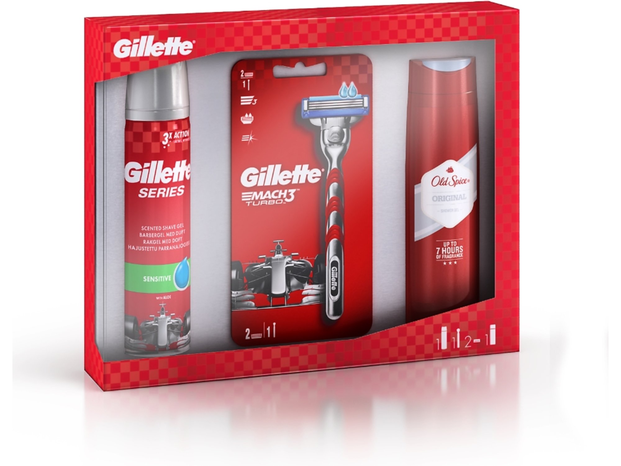 GILLETTE darilni set Mach3 Turbo + Old Spice gel za tuširanje + gel za britje 7702018538072