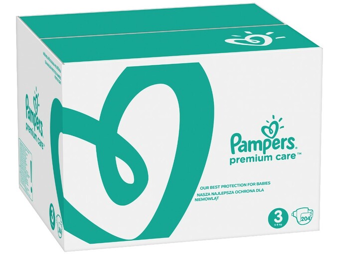 PAMPERS plenice Premium Care S3 (za 6 - 10kg) - 204 kos