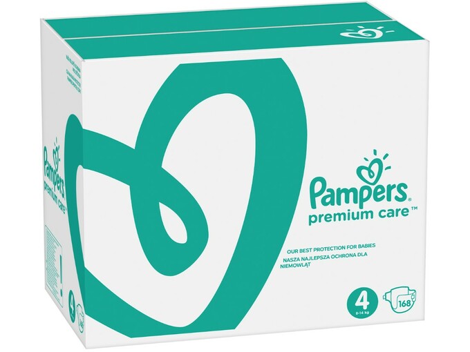 PAMPERS plenice Premium Care S4 (za 9 - 14kg) - 168 kos