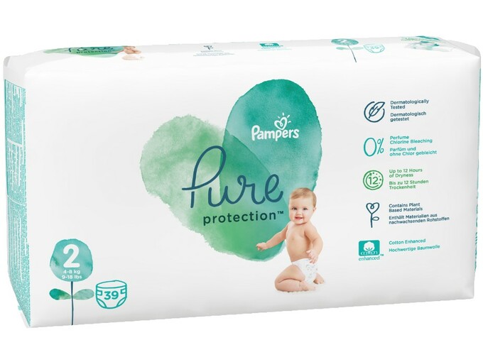 PAMPERS plenice Pure Protection, velikost 2 (4-8 kg), 39 kosov