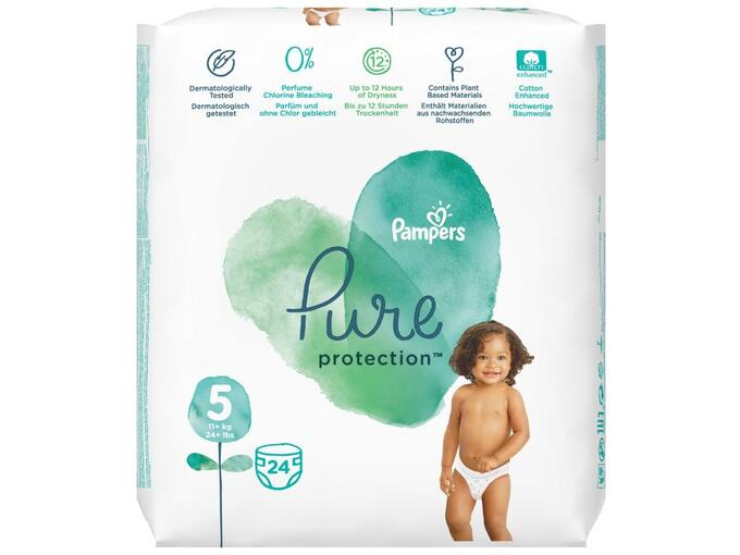 PAMPERS plenice Pure Protection, velikost 5 (11+ kg), 24 kosov