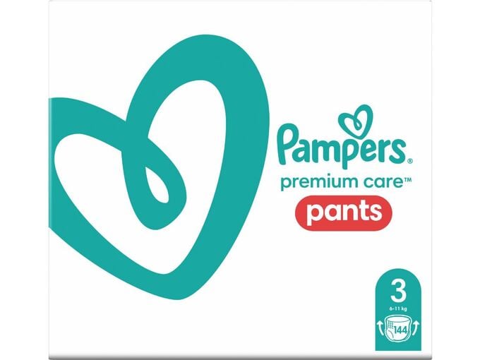 PAMPERS hlačne plenice Premium Care, velikost 3 (6-11kg), 144 kosov
