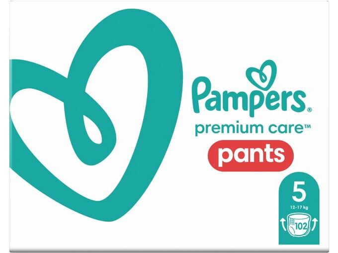 PAMPERS hlačne plenice Premium Care, velikost 5 (12-17 kg), 102 kosov