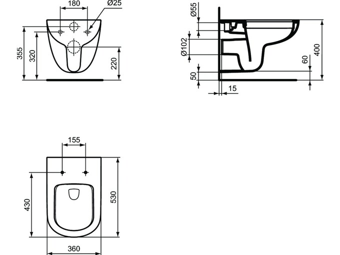 IDEAL STANDARD viseča WC školjka Tempo Rimfree T040501