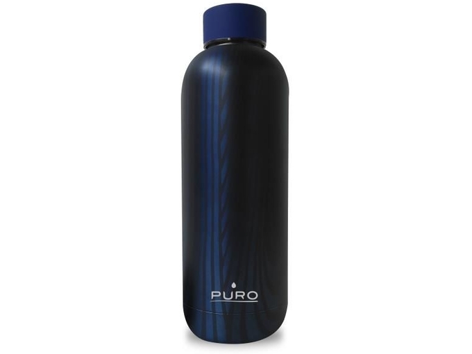 PURO Steklenica HOT&COLD 500ml STRIPE t.modra mat