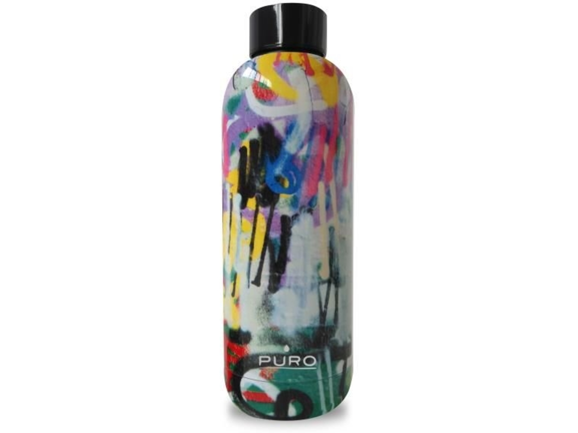 PURO Steklenica HOT&COLD 500ml GRAFFITI črna sijaj
