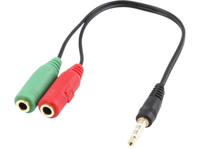 EWENT Adapter za slušalke in mikrofon, 1 moški na 2 ženska, 3,5 mm, 15 cm,