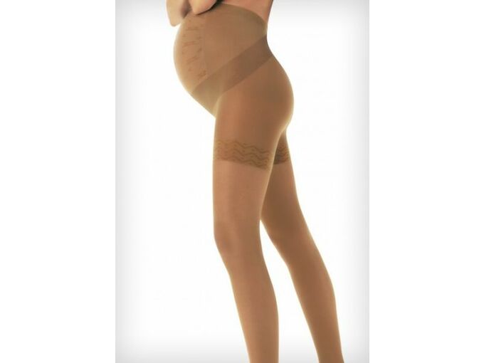 SOLIDEA kompresijske hlačne nogavice za nosečnice s podpornim pasom WONDER MAMAN 140 DEN 2-M CAMEL (KOŽNE)