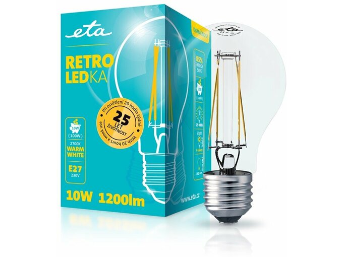 ETA LED žarnica RETRO E27 10 W (toplo bela, 2700K, 1200 lm)