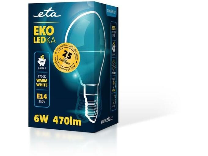 ETA LED žarnica P45, E14 navoj 6 W (toplo bela, 2700K, 470 lm)