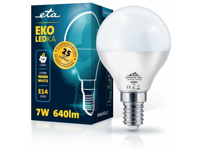 ETA LED žarnica P45, E14 navoj 7 W (toplo bela, 2700K, 640 lm)