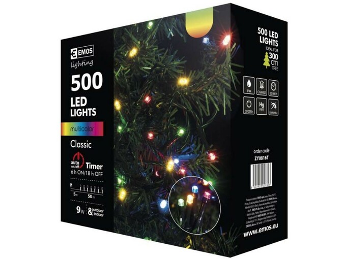 EMOS LIGHTING LED lučke 50 m, 500 lučk, multicolor ZY0816T