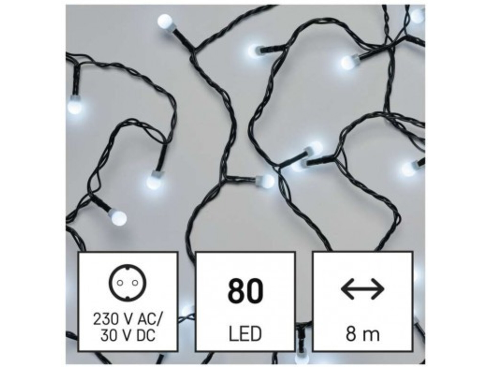 EMOS LIGHTING EMOS Lighting LED božična cherry veriga – kroglice D5AC02, 8 m, hladno bela D5AC02