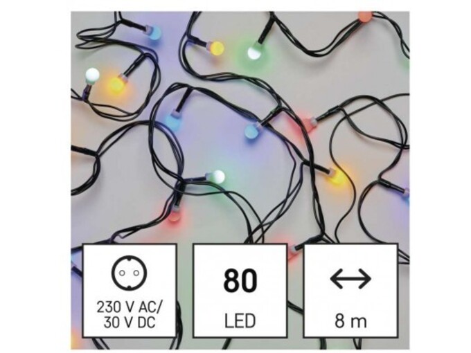 EMOS Lighting LED božična cherry veriga – kroglice 8 m D5AM05