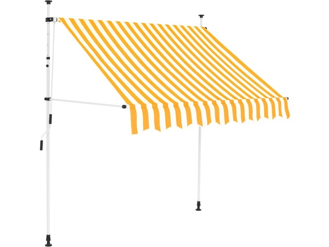VIDAXL Ročno zložljiva tenda 200 cm oranžne in bele črte