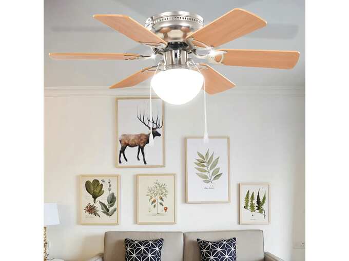 VIDAXL Dekorativni stropni ventilator s svetilko 82 cm svetlo rjav