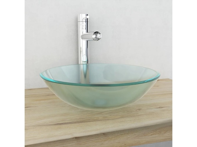 VIDAXL Umivalnik iz Kaljenega Stekla 42 cm Motno Steklo