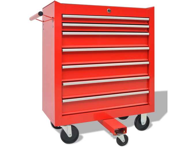 VIDAXL Delavniški voziček za orodje s 1125 kosi orodja jeklo rdeč
