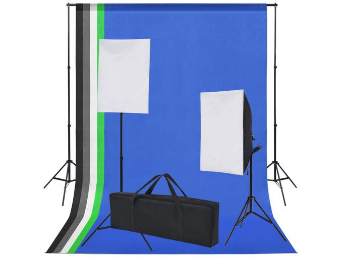 VIDAXL Komplet za fotografski studio: 5 barvnih ozadij in 2 softboxa