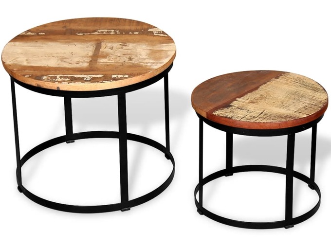 VIDAXL Komplet klubskih mizic iz trdnega predelanega lesa 40/50 cm