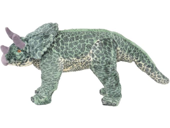 VIDAXL Stoječa plišasta igrača dinozaver triceratops zelen XXL