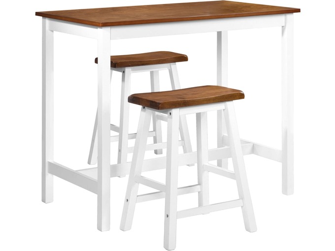 VIDAXL Barska mizica in stolčki 3 delni komplet iz trdnega lesa
