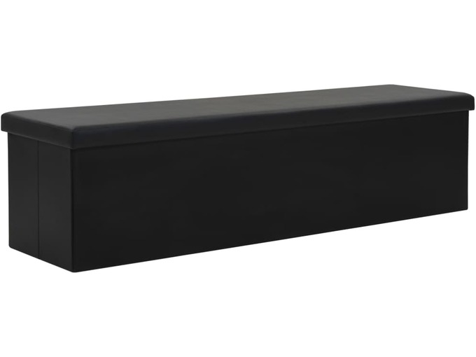 VIDAXL Zložljiva klop za shranjevanje umetno usnje 150x38x38 cm črna