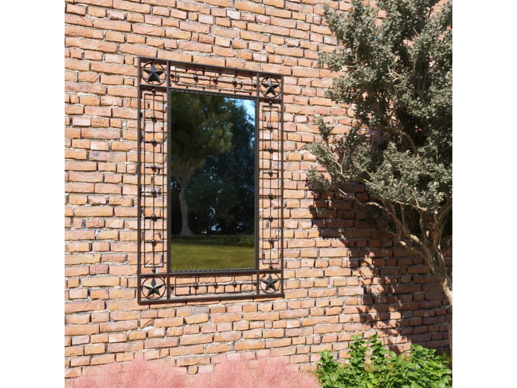 VIDAXL Vrtno stensko ogledalo pravokotno 50x80 cm črno