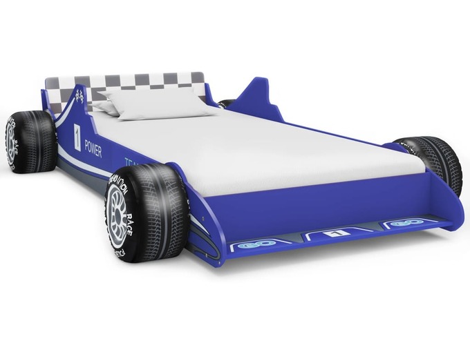 VIDAXL Otroška postelja dirkalni avtomobil 90x200 cm modra