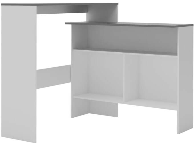 VIDAXL Barska miza z 2 površinama bela in siva 130x40x120 cm
