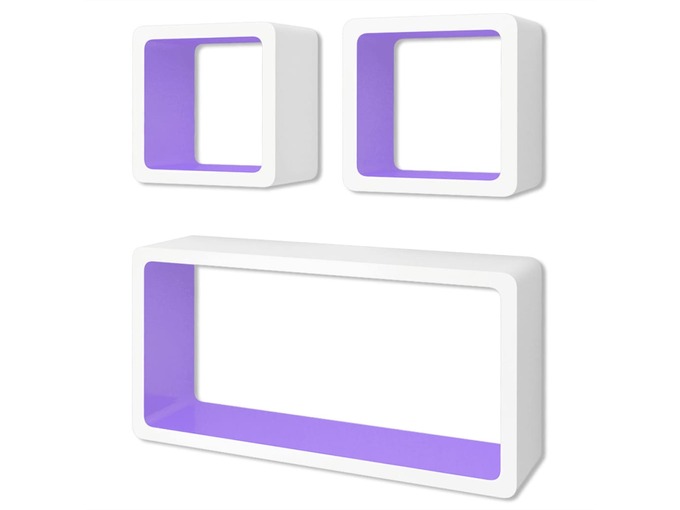 VIDAXL Stenske police v obliki kocke 6 kosov bele in vijolične
