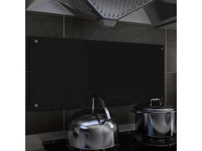 VIDAXL Kuhinjska zaščitna obloga črna 90x40 cm kaljeno steklo