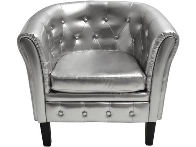 VIDAXL Tubast stol iz srebrnega umetnega usnja